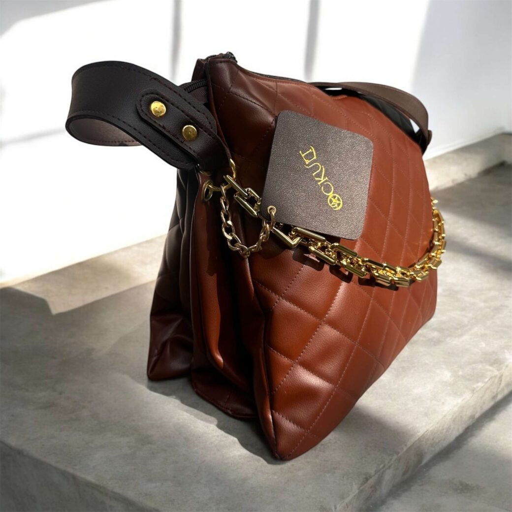 Dark Brown Quilted Bag - Image 2